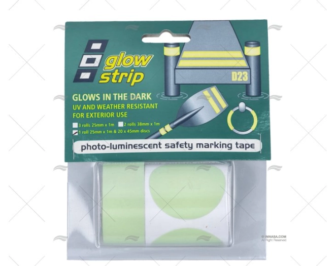 CINTA FOTOLUMINESCENTE 25mmx1m+20x45mm DISCO 1R PSP TAPES