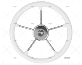 RUOTA TIMONE  350mm 5R POLI.BIANCO/INOX RIVIERA