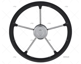 RUOTA TIMONE  400mm 5R POLI.NEGRA/INOX RIVIERA