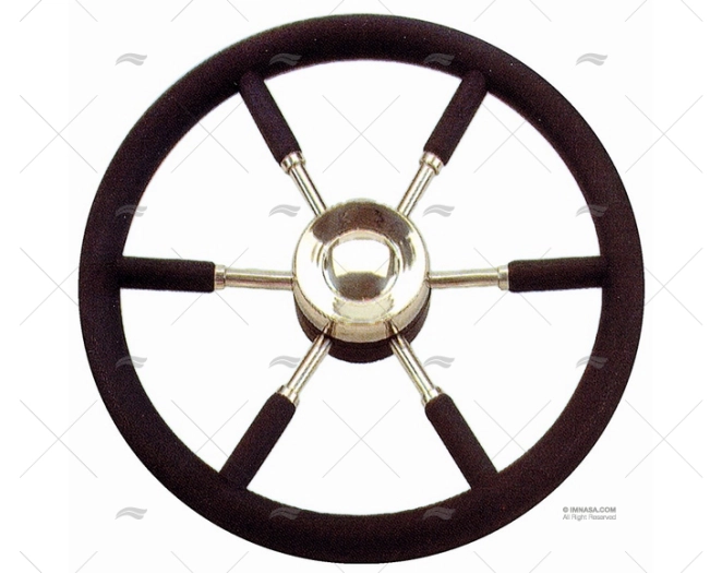RODA LEME  450mm 6R POLI.NEGRO/INOX SAVORETTI ARMANDO