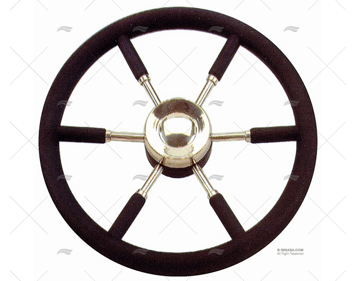 RUOTA TIMONE  450mm 6R POLI.NERO/INOX SAVORETTI ARMANDO