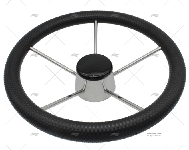 RUOTA TIMONE  340mm 5R POLI.NERO/INOX SAVORETTI ARMANDO