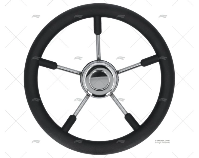 RUOTA TIMONE  350mm 5R POLI.NERO/INOX SAVORETTI ARMANDO