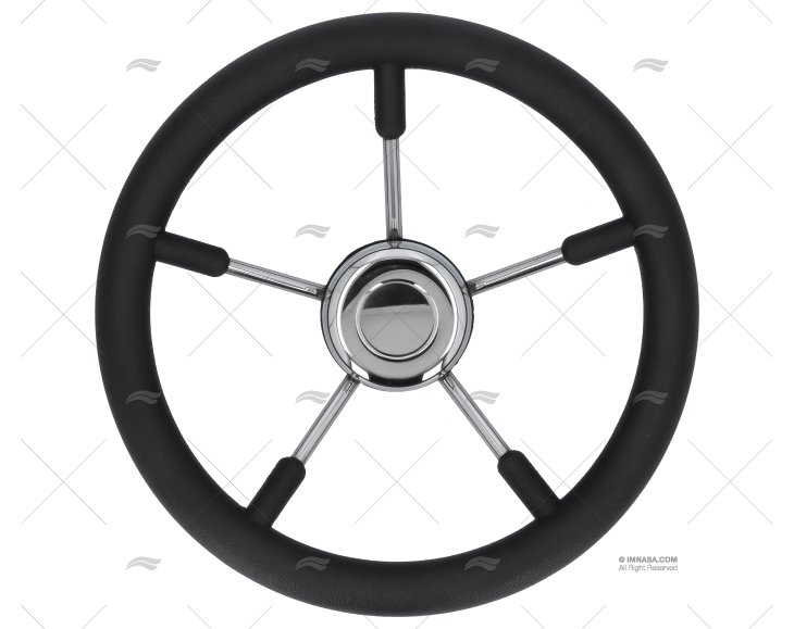 RUOTA TIMONE  350mm 5R POLI.NERO/INOX SAVORETTI ARMANDO
