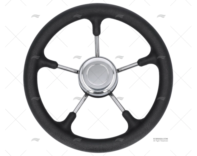 RODA LEME  320mm 5R POLI.PRETO/INOX SAVORETTI ARMANDO