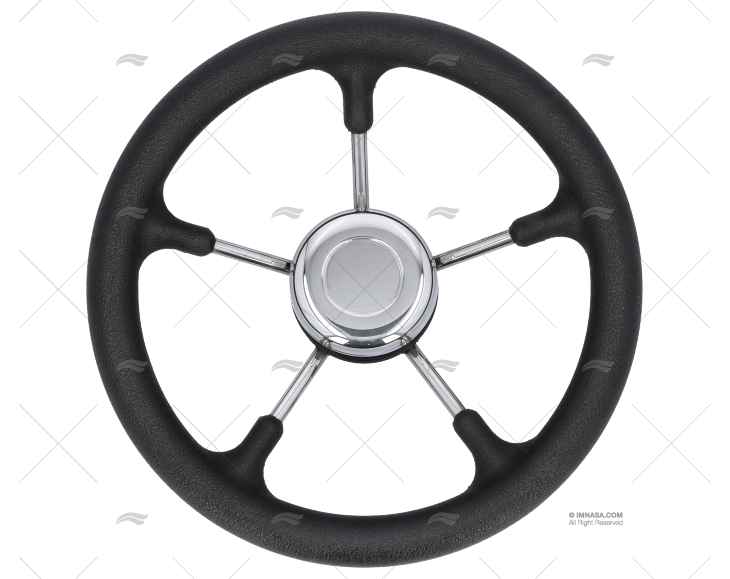 RODA LEME  320mm 5R POLI.PRETO/INOX SAVORETTI ARMANDO