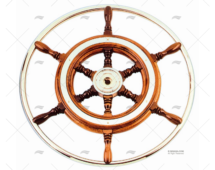 RUOTA TIMONE  420mm 6R TEAK/INOX ROSONE SAVORETTI ARMANDO