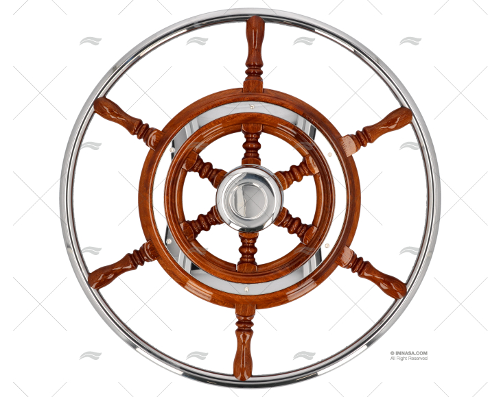 RUOTA TIMONE  490mm 6RAGGI LEGNO/INOX ROSONE SAVORETTI ARMANDO