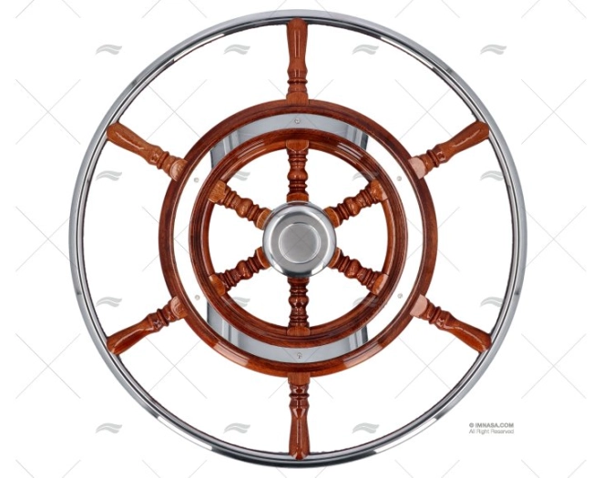 RUOTA TIMONE  520mm 6R LEGNO/INOX ROSONE SAVORETTI ARMANDO