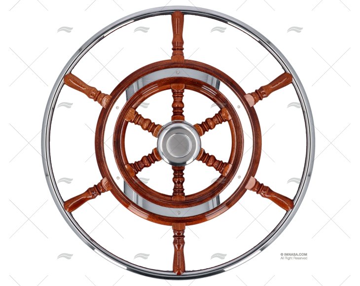 RUOTA TIMONE  520mm 6R LEGNO/INOX ROSONE SAVORETTI ARMANDO