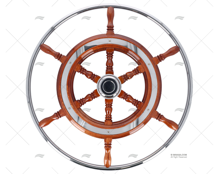 RUOTA TIMONE  650mm 6R LEGNO/INOX ROSONE SAVORETTI ARMANDO