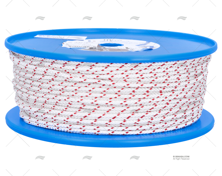 PRE-STRETCHED HALYARD ROPE 4mm WHITE/RED