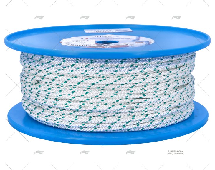 PRE-STRETCHED HALYARD ROPE 4mm WHITE/GRN