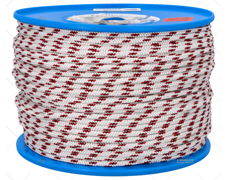 PRE-STRETCHED HALYARD 6mm WHITE/RED