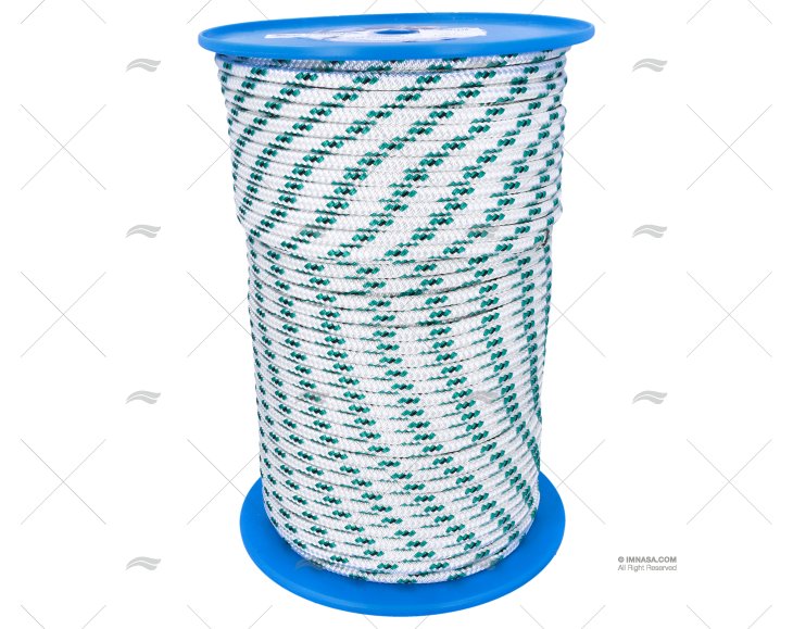 PRE-STRETCHED HALYARD 8mm WHITE/GREEN