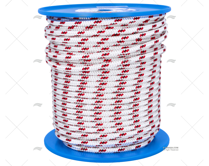 PRE-STRETCHED HALYARD 10mm WHITE/RED