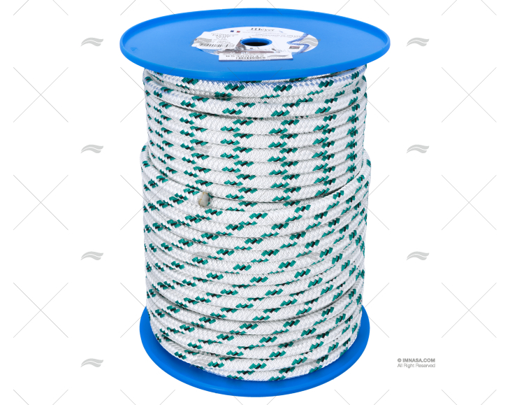 PRE-STRETCHED HALYARD 12mm WHITE/GREEN