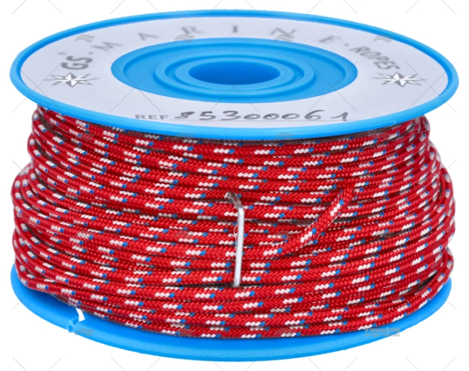 BOBINA POLIÉSTER. VERMELHA/BRANCA/AZUL 2mm 20m MEYER