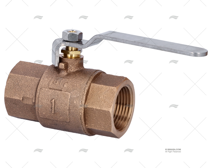 TORNEIRA BOLA BRONZE MANETE INOX 1" GUIDI