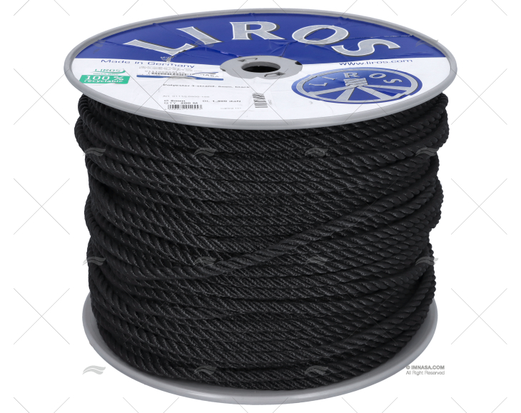 ROPE POLYESTER 08mm NEGRO / DRUM 200MT