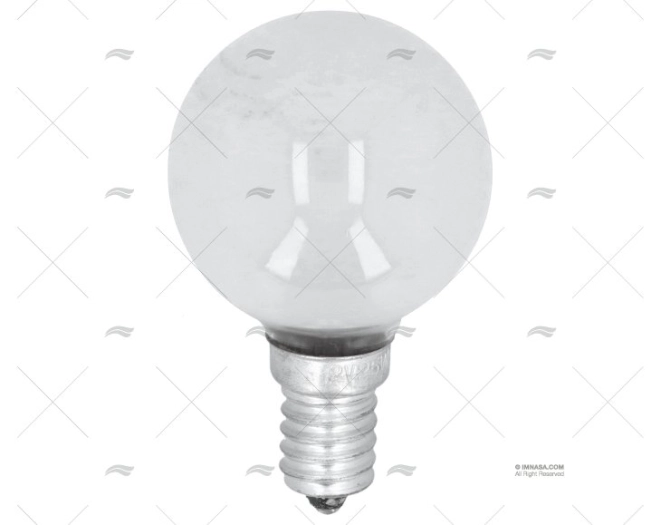 LAMPADINA E14  12V 25W 45X70 SFERICA TRASPARENTE