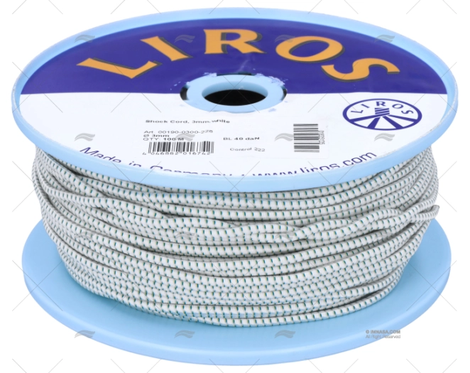 ROPE SHOCK CORD 03mm WHITE 100m LIROS