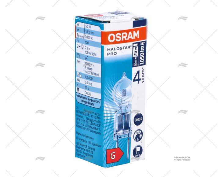 LAMPADINA G6,35 12V  50W 64440 ALOGENA
