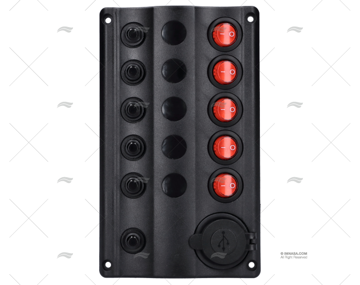 SWITCH PANEL 5P 12V 107x180 VOLTIMETER