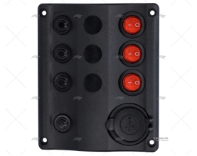 PAINEL INTERRUPTOR. 3P 12V 107x130 USB