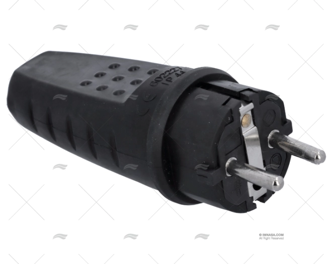 FICHA ELÉCTR. BORRACHA MACHO PRETA 3PIN IP4