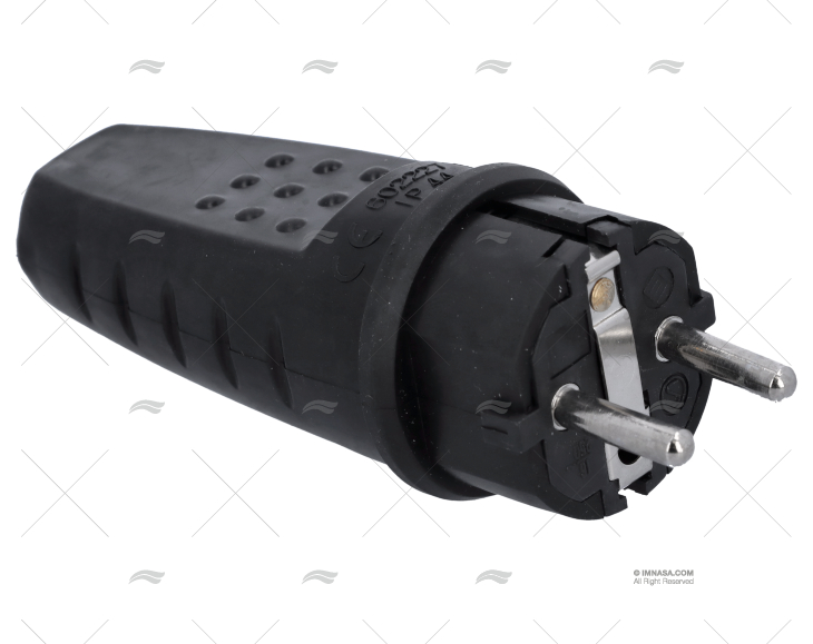 FICHA ELÉCTR. BORRACHA MACHO PRETA 3PIN IP4