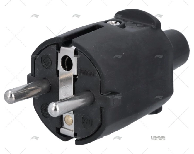 FICHA PVC SCHUKO LATERAL+PINO TERRA PRETO