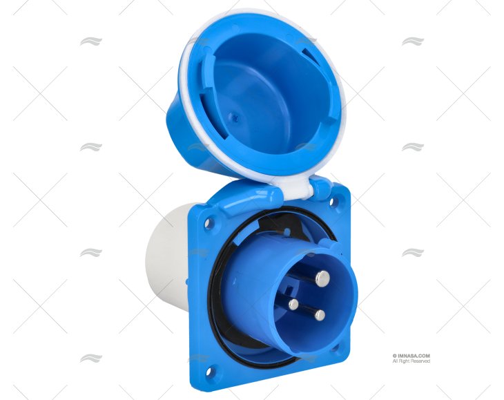 MALE POWER INLET  16A 2+T DIA.43 BLUE