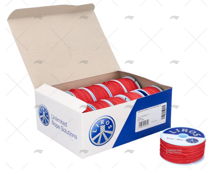 CAIXA BOBINAS POLIÉSTER VERMELHO 10x30m 2mm LIROS
