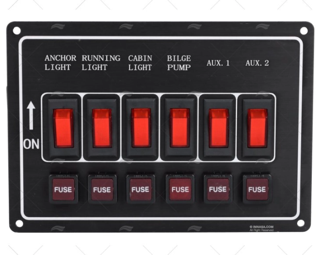 SWITCH PANEL 6 POS. 12V 15A