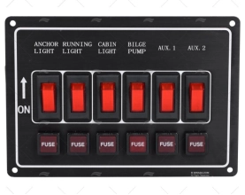 SWITCH PANEL 6 POS. 12V 15A