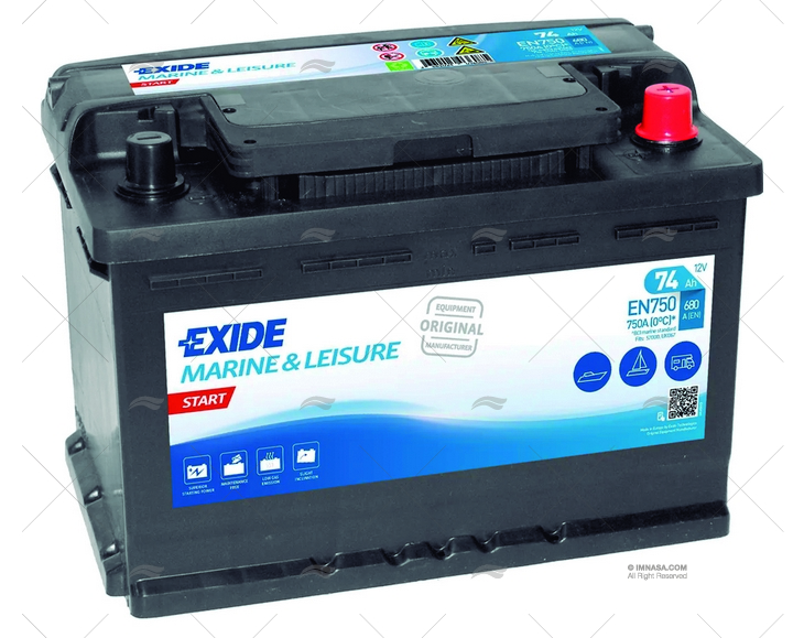 BATTERIA  74A SERIE EXIDE MARINE