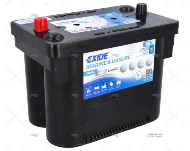 BATTERY EXIDE MARINE DUAL AGM 50A