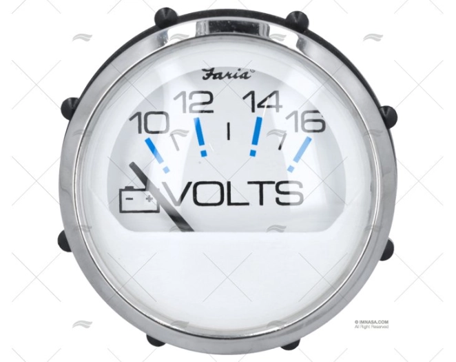 VOLTÍMETRO 10-16V INOX BRANCO FARIA