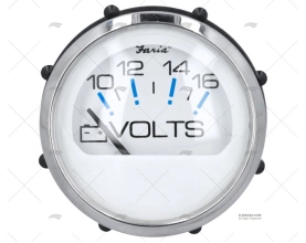 VOLTMETRO 10-16V INOX BIANCO FARIA