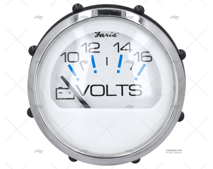 VOLTÍMETRO 10-16V INOX BRANCO FARIA