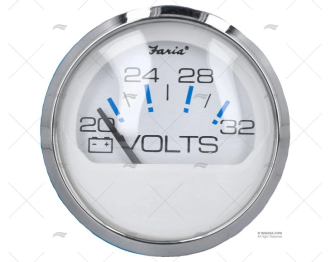 VOLTÍMETRO 20-32V INOX BRANCO FRBC FARIA