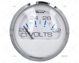 VOLTÍMETRO 20-32V INOX BRANCO FRBC FARIA