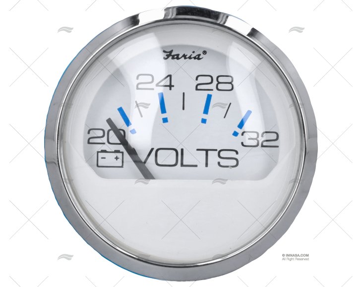 VOLTÍMETRO 20-32V INOX BRANCO FRBC FARIA