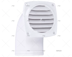WHITE GRILL WITH ELBOW 94x94mm D.76mm