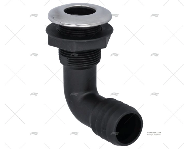 PASACASCO EN ABS C/TAPA INOX 90º 1 1/2"