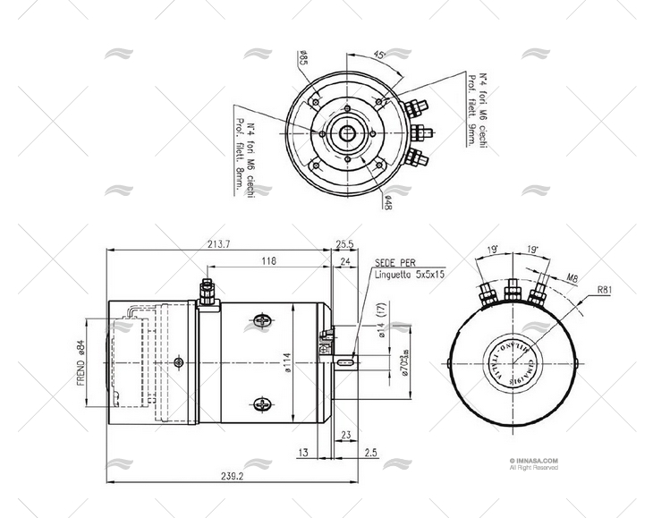 MOTOR ABRAÇADEIRA 12V  700W B14/70 3T-14mm CIMA 1915