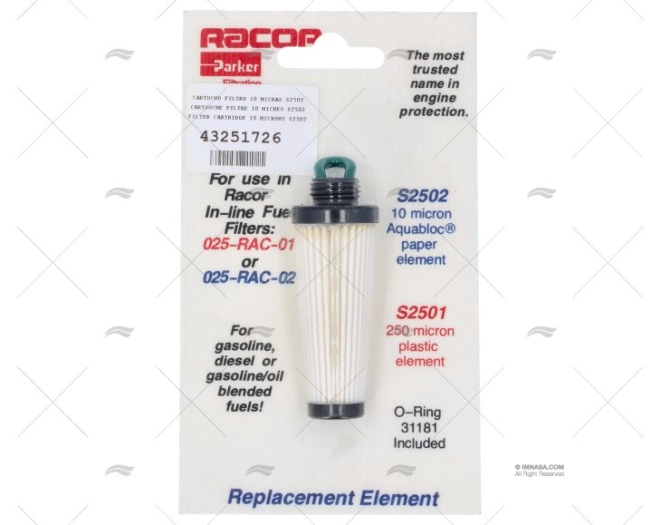 CARTUCCIA FILTRO 10 MICRON S2502