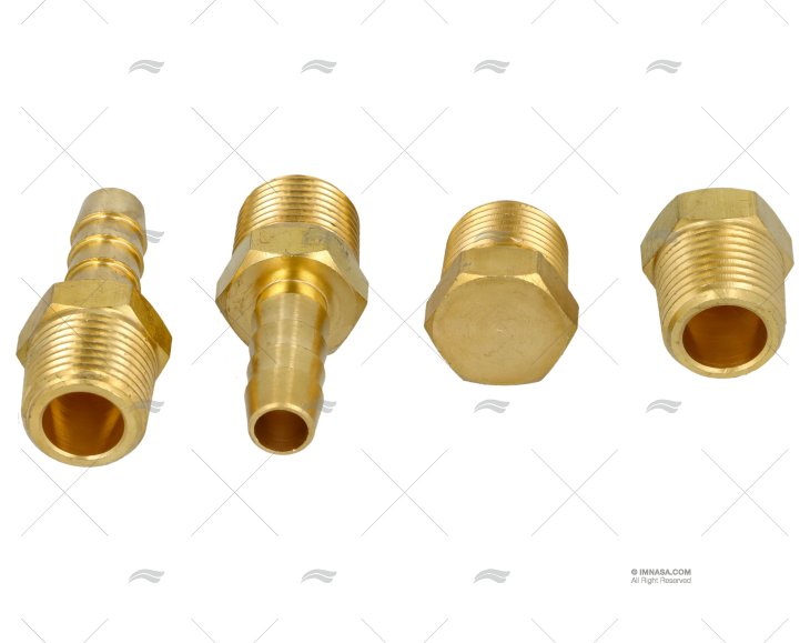 HOSE BARB AND PLUG BRASS 3/8' NPT (4pcs)