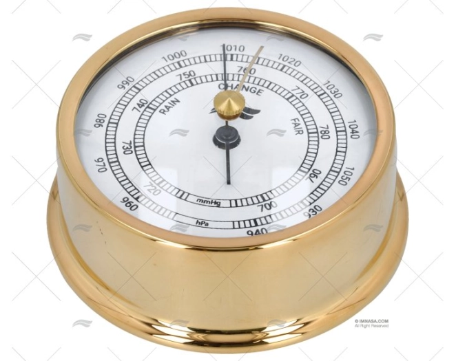 BARÓMETRO DOURADO 95mm MOSTRADOR 70mm AUTONAUTIC INSTRUMENTAL